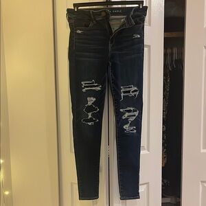 American Eagle Outfitters Black Skinny Jeans Distressed Stretch
